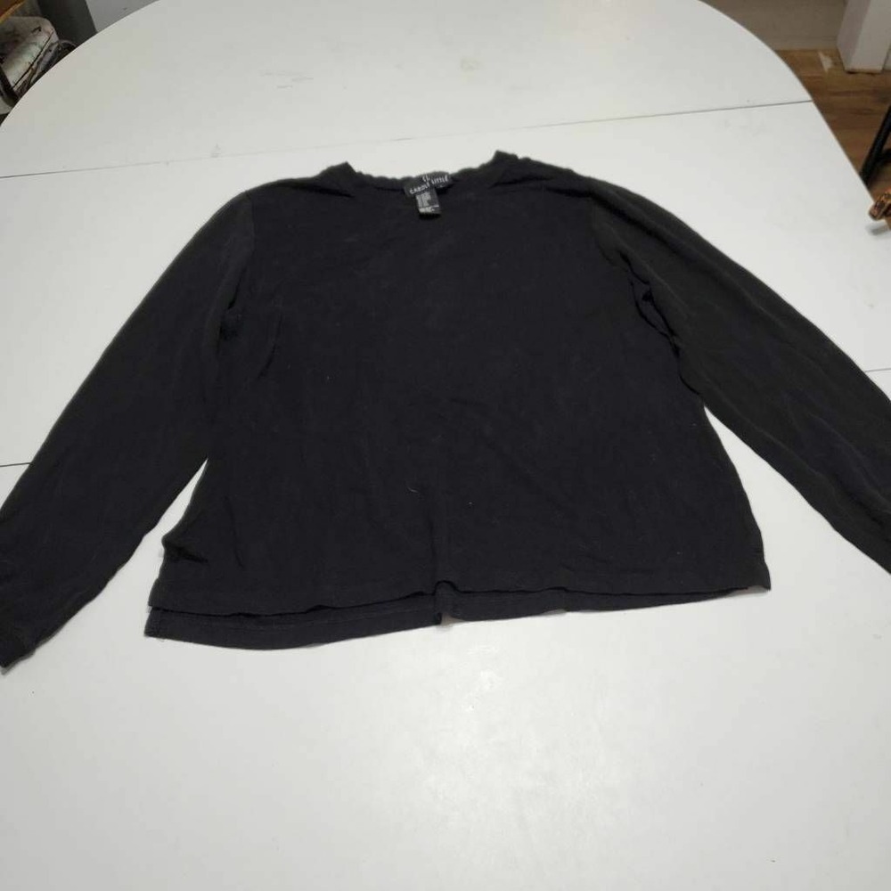 Carole Little Womens Blouse Black Long Sleeve Crew Neck Stretch Pullover L